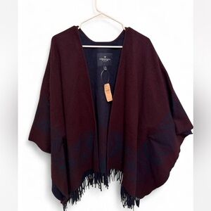 American Eagle Outfitters Maroon and Dark Blue Poncho new with tags